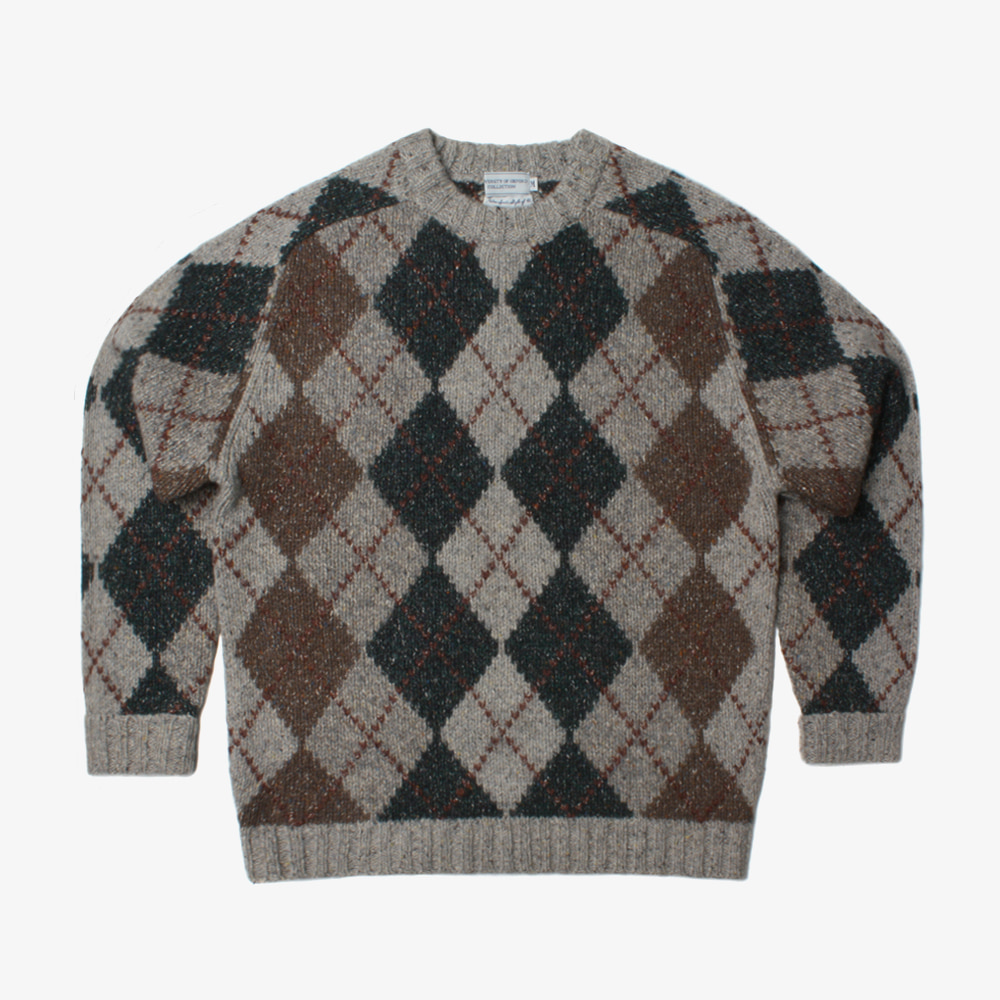 UNIVERSITY OF OXFORD heavy wool argyle check knit sweater