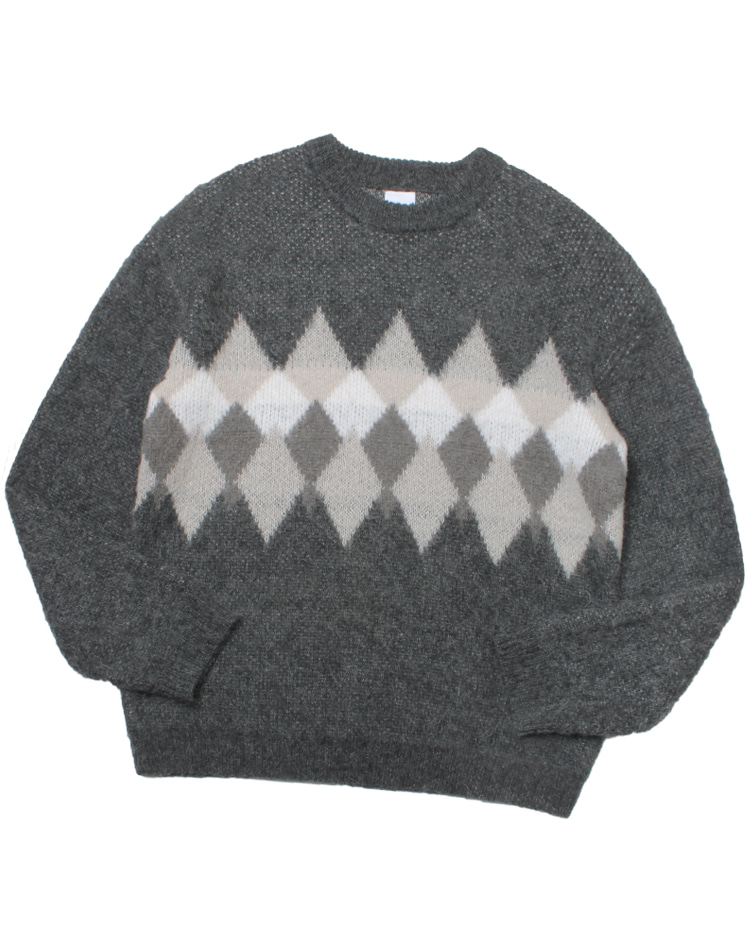 CIAOPANIC ‘over fit’ argyle check mohair knit sweater