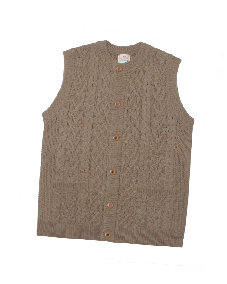 COEN BY UNITED ARROWS cable wool knit vest