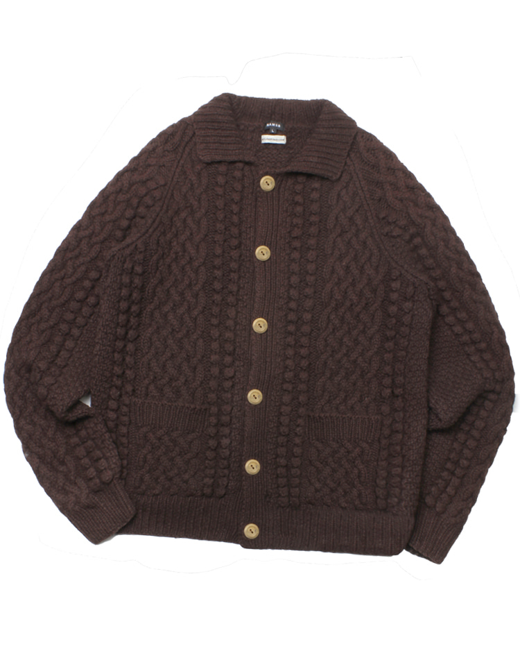 80-90S VINTAGE ‘over fit’ cable heavy wool knit cardigan
