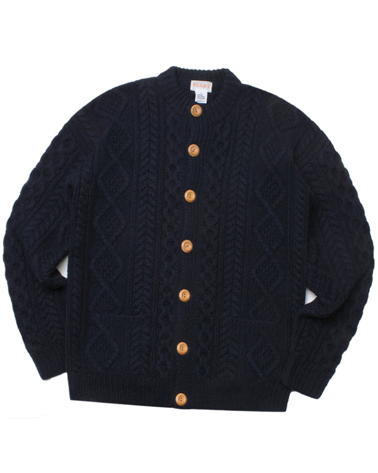 BEAMS ‘over fit’ cable heavy wool knit cardigan