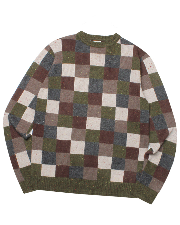 COEN BY UNITED ARROWS patchwork knit wool sweater