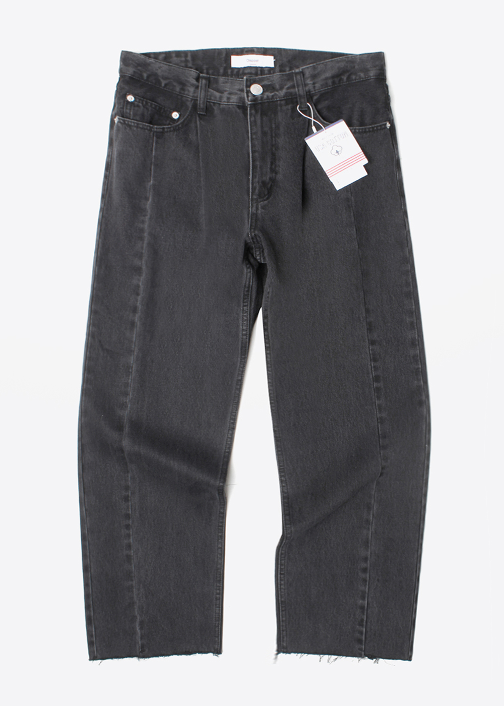 DISCAOT’loose straight fit’ cut-off denim pant