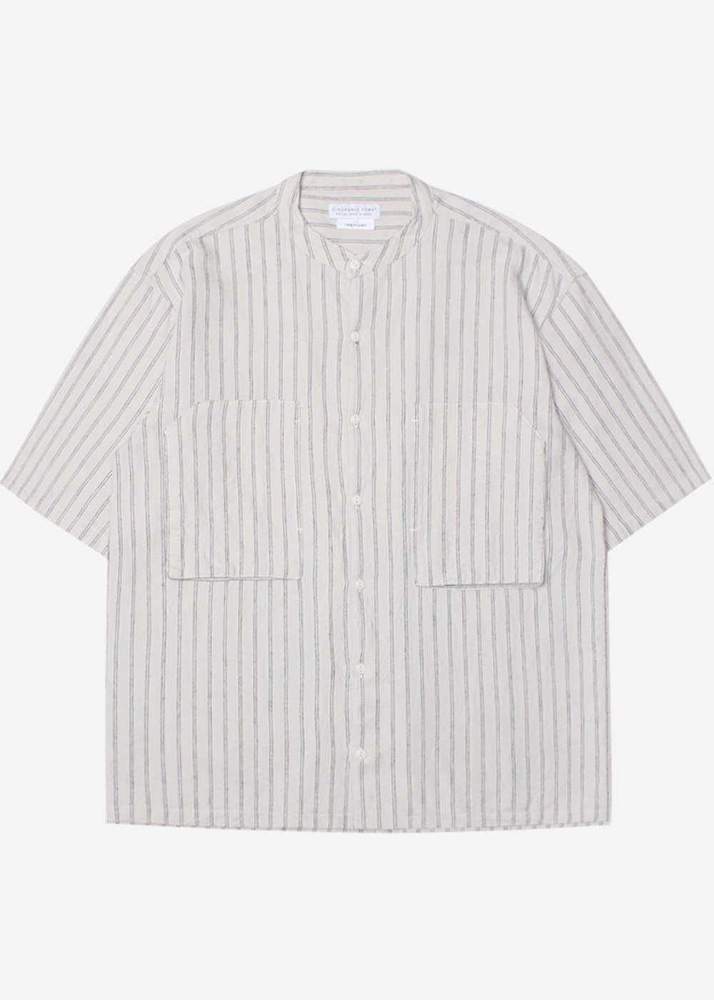 CIAOPANIC TYPY’over fit’linen striped china collar shirt