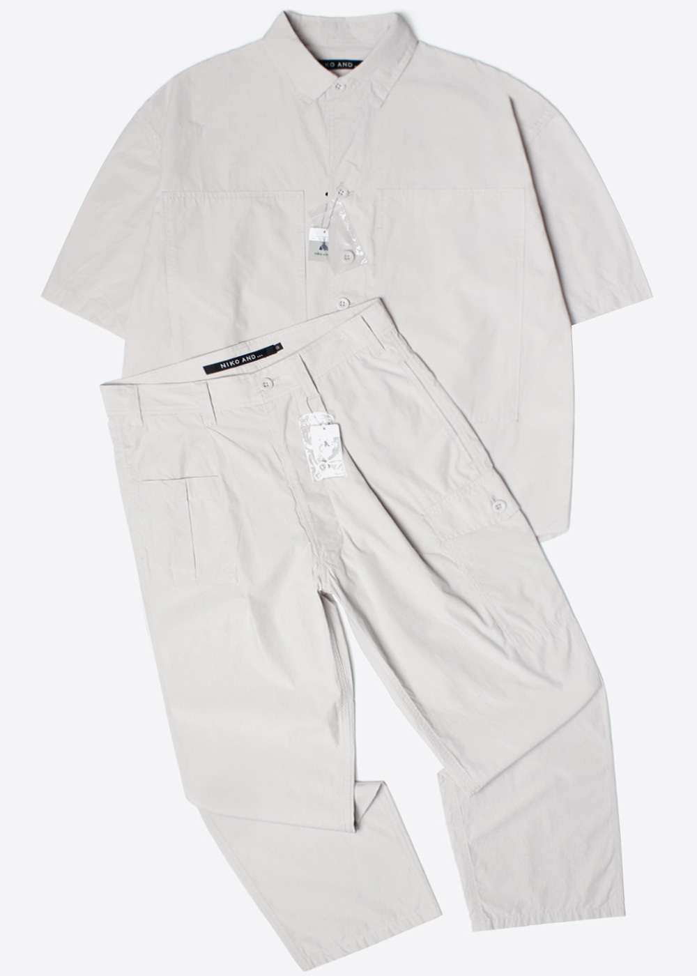 NIKO AND’over fit’ cotton big pocket two-piece shirt pant