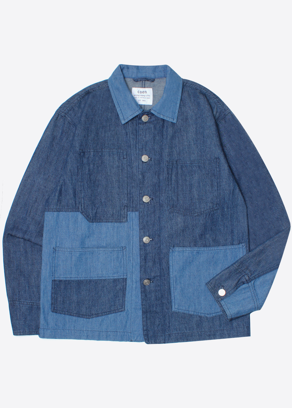 COEN BY UNITED ARROWS’over fit’ denim patchwork jacket