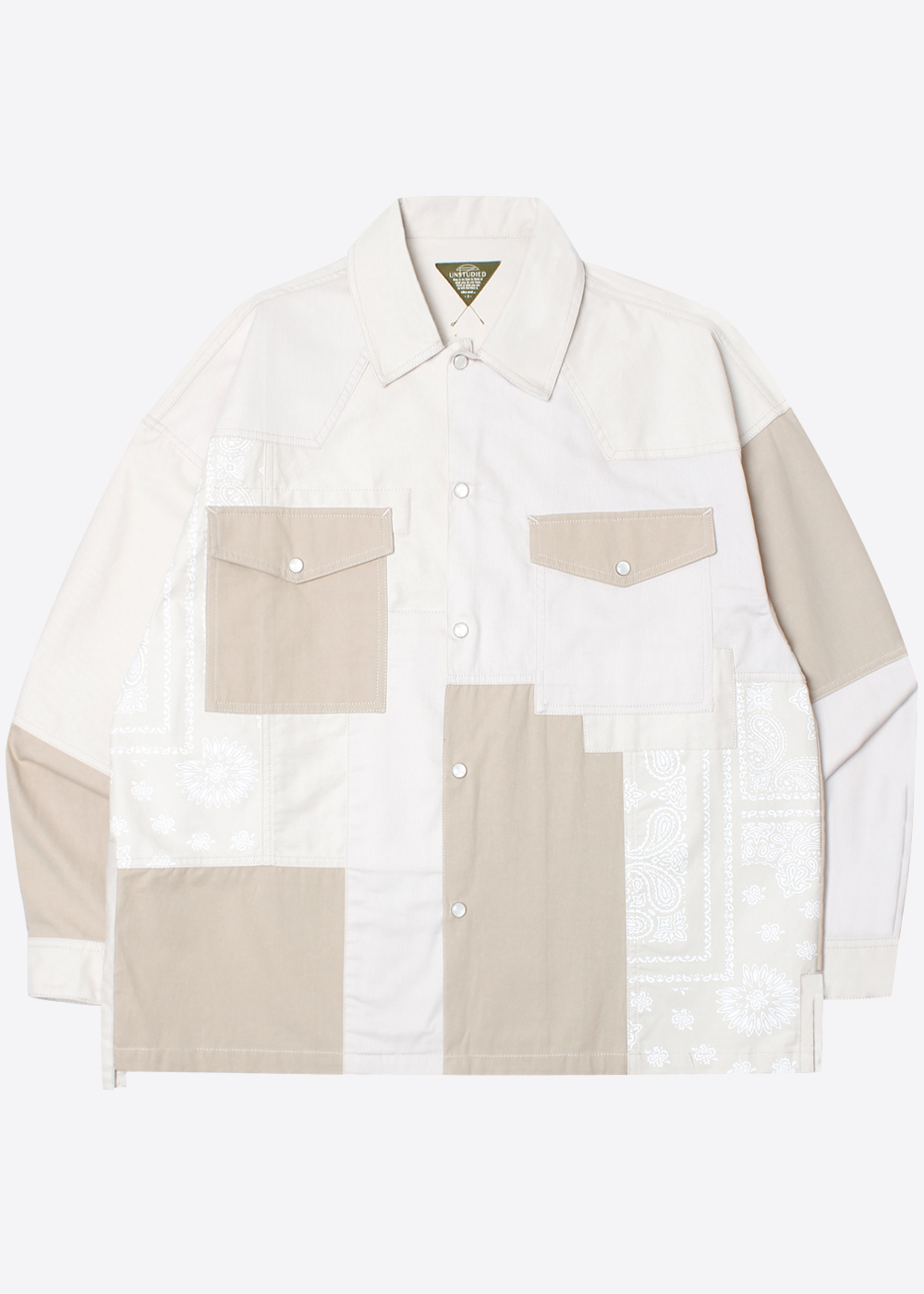 NIKO AND’over fit’ cotton patchwork western shirt