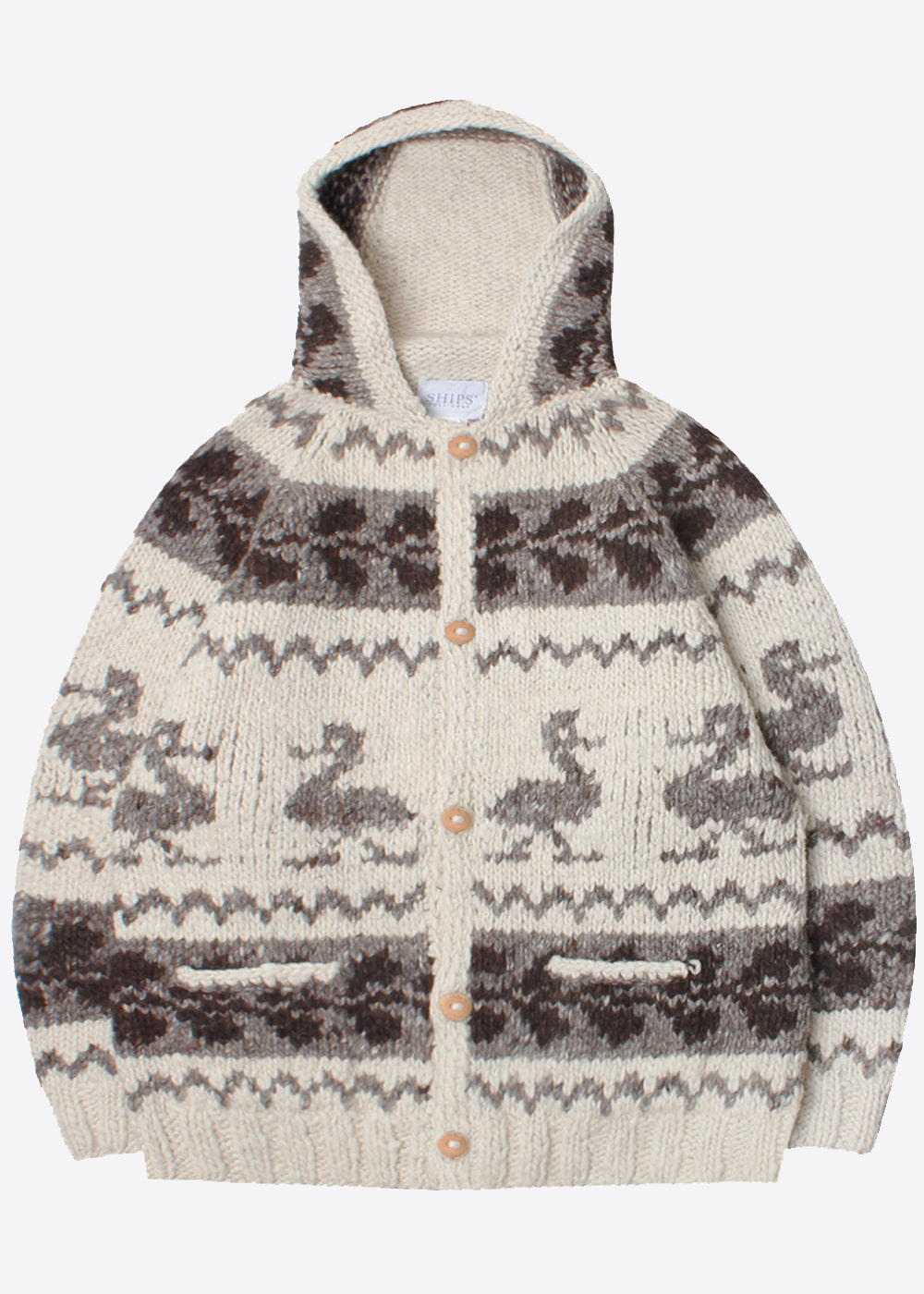 SHIPS’over fit’cable heavy wool knit cowichan