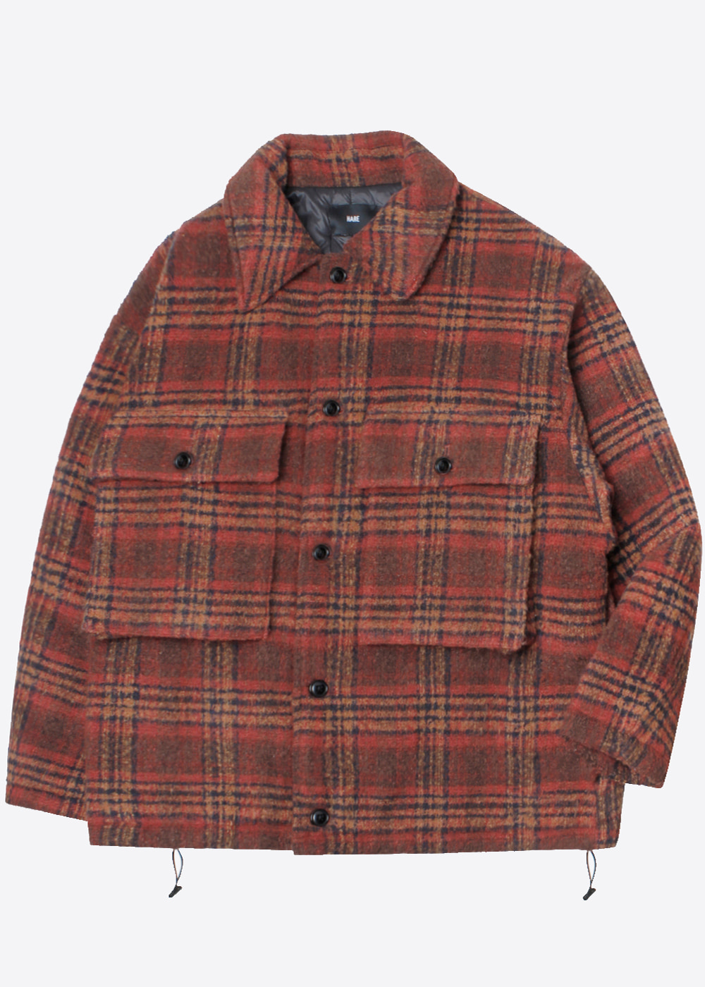 HARE’over fit’fleece check down parka