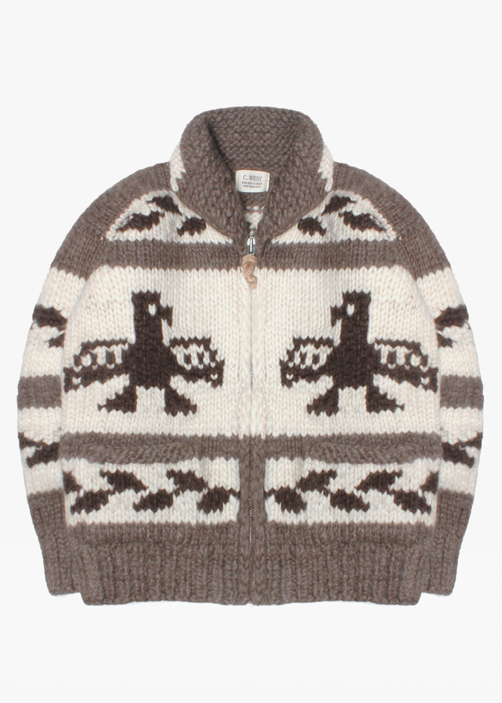 C.WEST’over fit’cable heavy wool knit cowichan