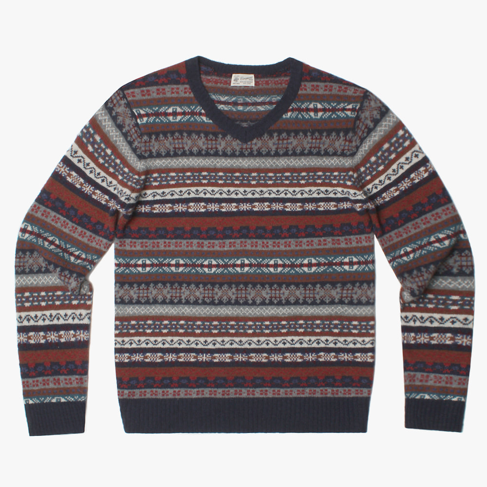 CIAOPANIC v-neck fair isle wool knit sweater