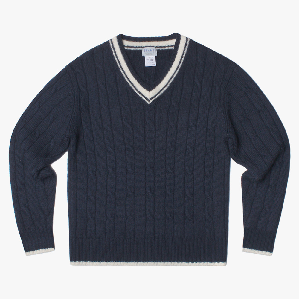BEAMS wool cable cricket knit sweater
