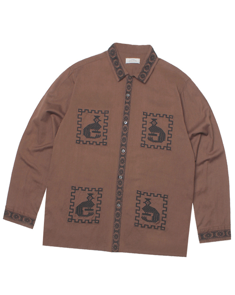 RELUME BY JOURNAL STANDARD ‘over fit’ linen needlework safari shirt
