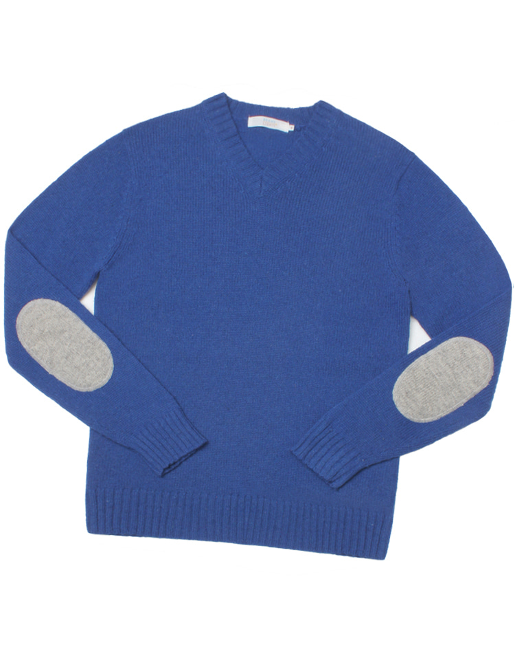 BEAMS elbow detail v-neck wool knit sweater
