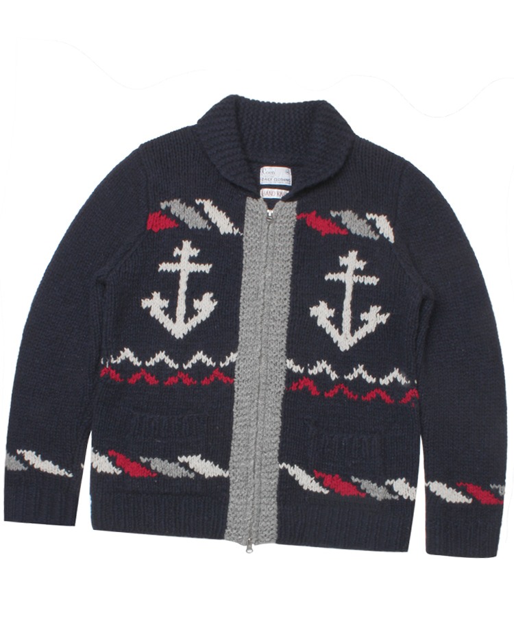 COEN BY UNITED ARROWS anchor heavy wool cowichan sweater