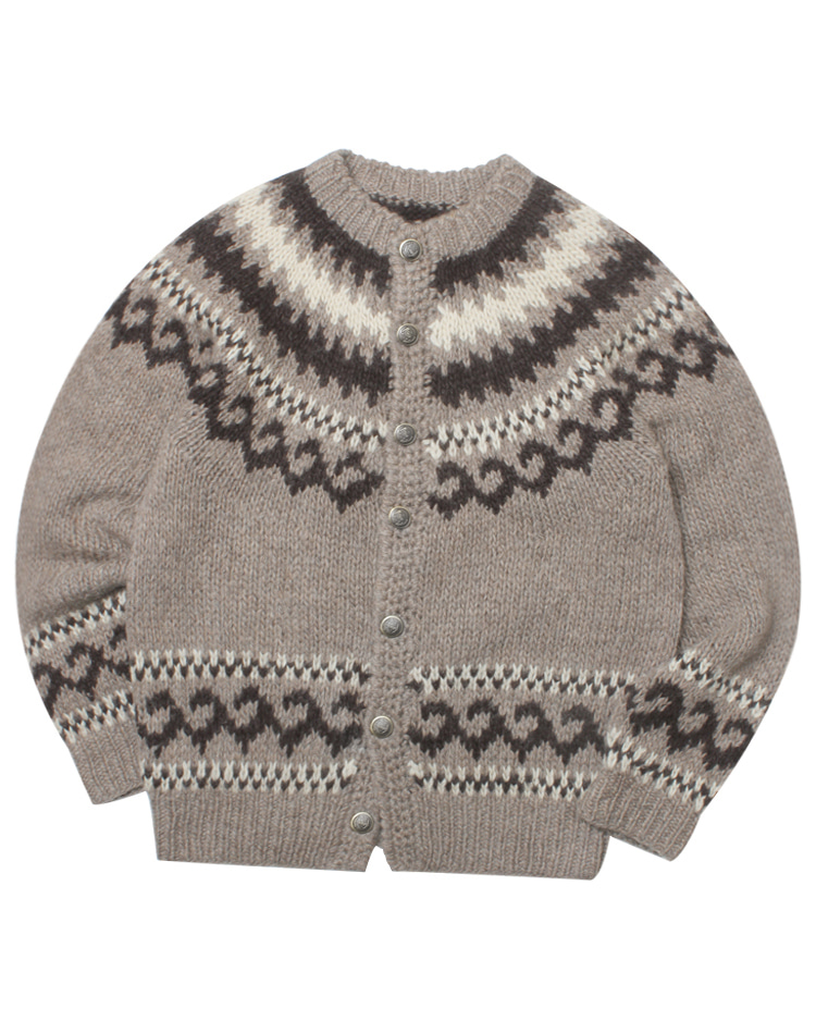 80-90S VINTAGE nordic heavy wool knit sweater cardigan