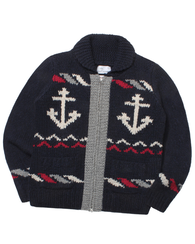 COEN BY UNITED ARROWS anchor heavy wool cowichan sweater