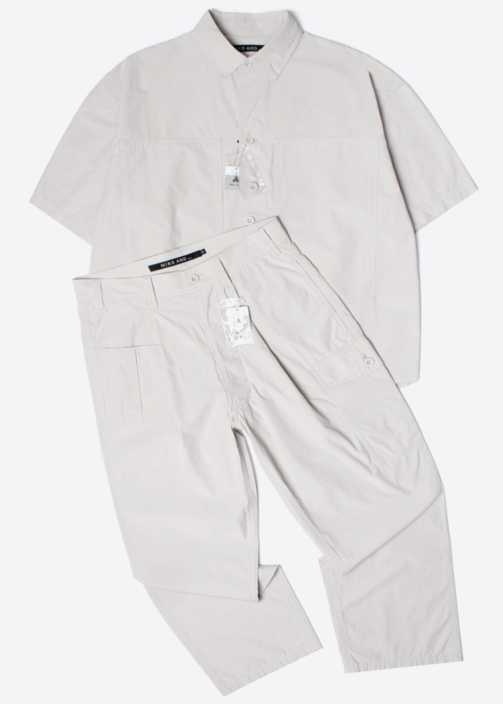 NIKO AND’over fit’ cotton big pocket two-piece shirt pant