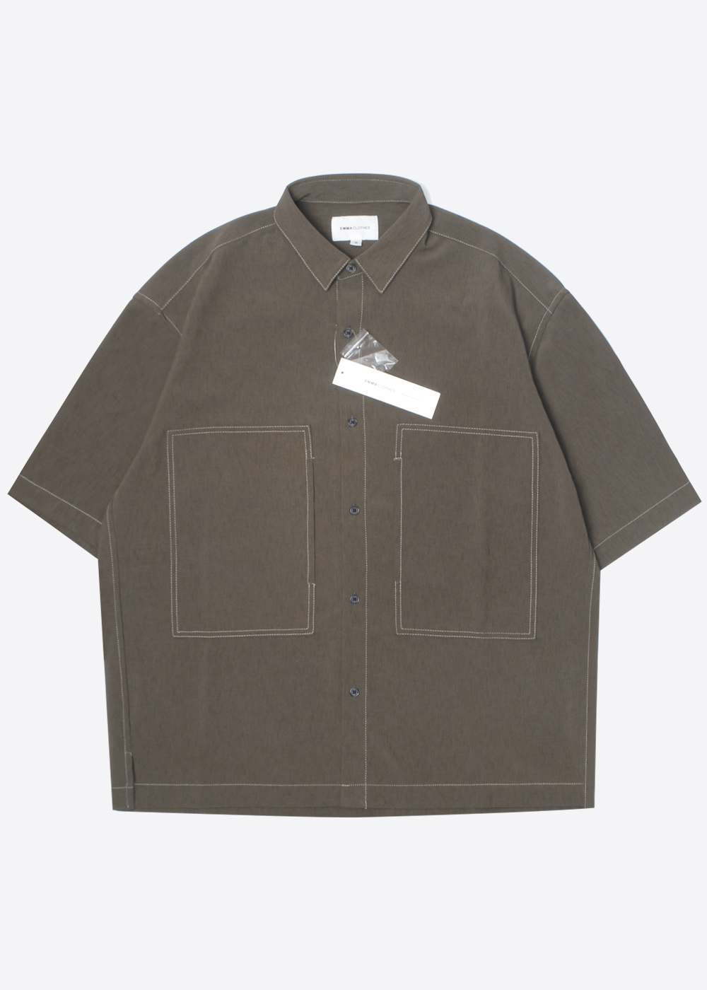 EMMA CLOTHES’over fit’poly big packet shirt