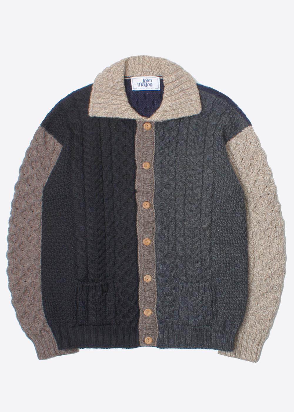 JOHN MOLLOY’over fit’cable heavy wool knit cardigan