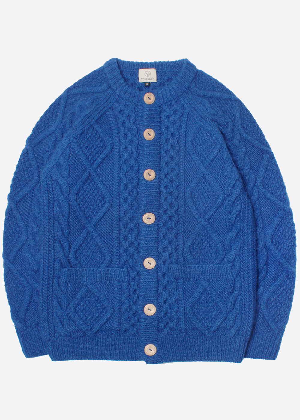 BEAUTY &amp; YOUTH BY UNITED ARROWS’over fit’ cable heavy wool kint cardigan