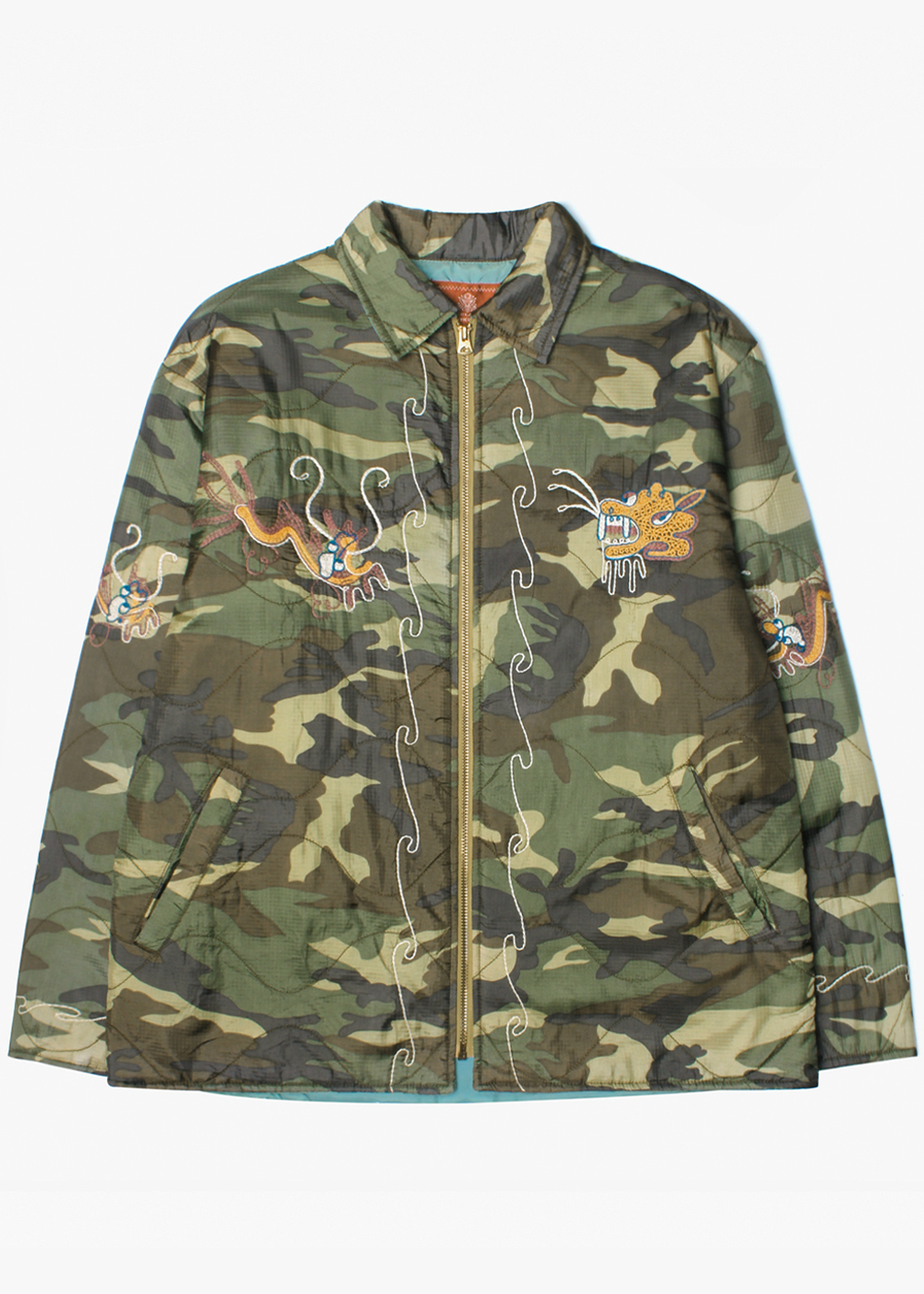 AVIREX’over fit’camo quilted embroidery jacket