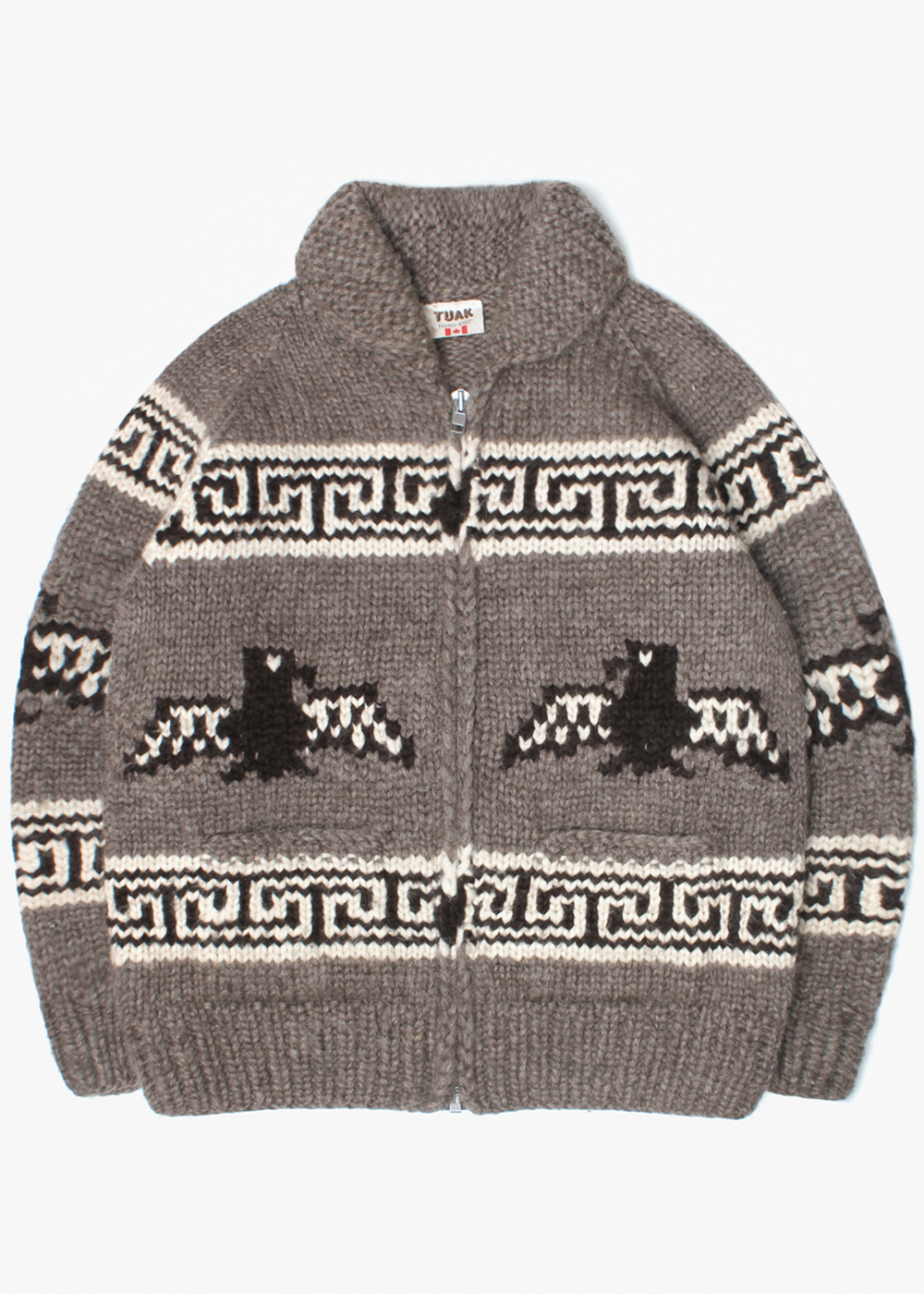 TUAK BY DOHNALEK ENTERPISES’over fit’cable heavy wool knit cowichan