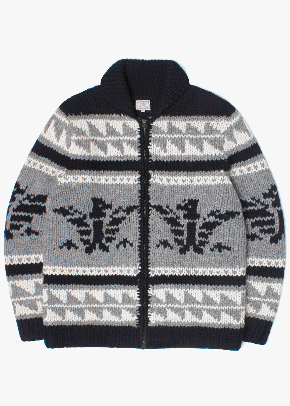 GREEN LABEL RELAXING BY UNITED ARROWS’over fit’cable heavy wool knit cowichan