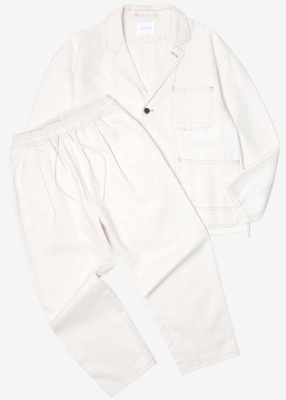 FREAK’S STORE’over fit’ cotton two-piece work jacket pant